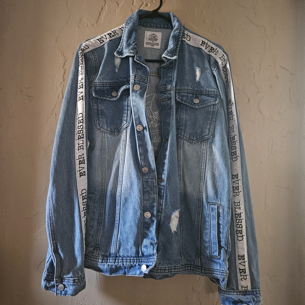 Ever Blessed Denim Jacket With Embroidered Logo